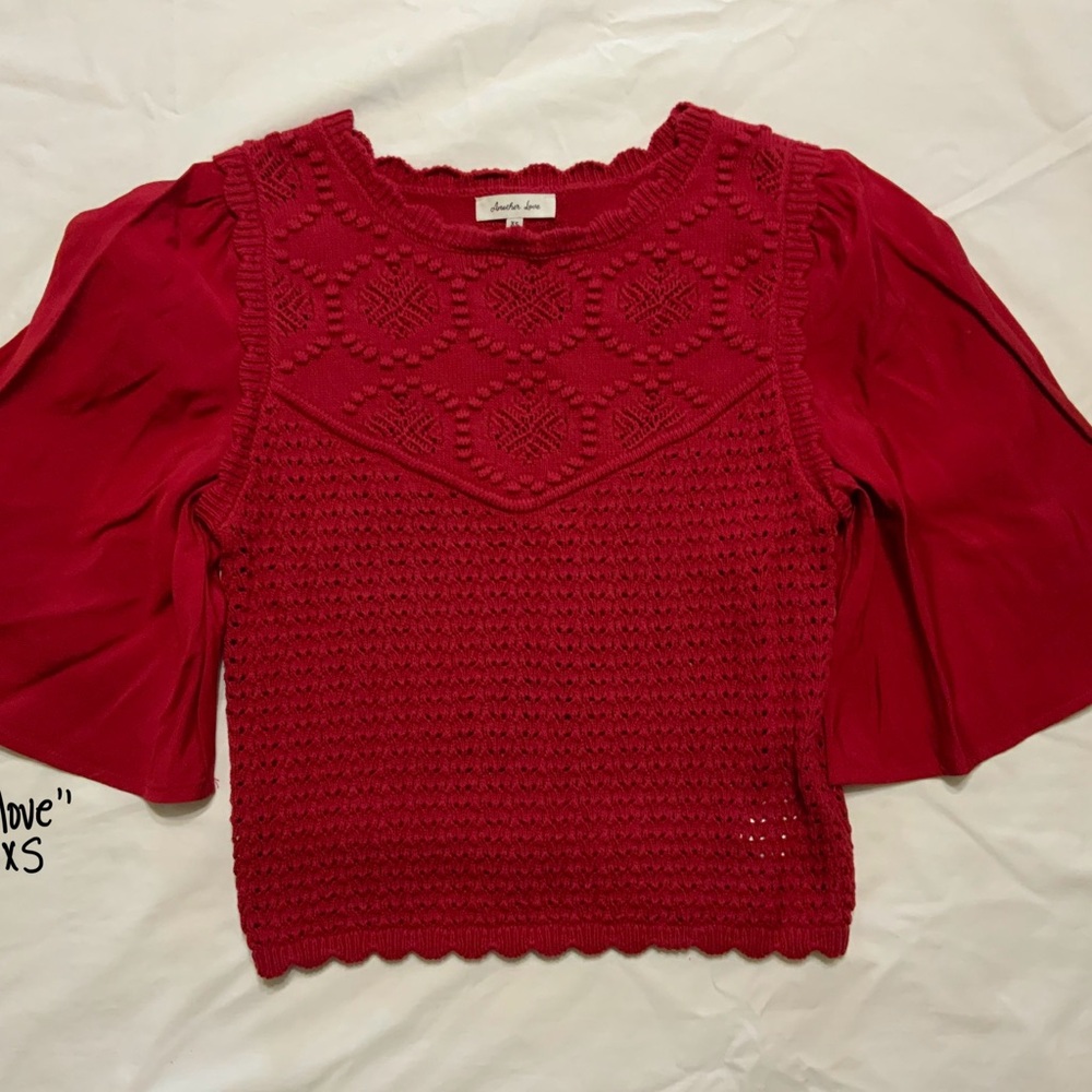 Red and White Heart Pattern Sweater - Picture 11 of 16